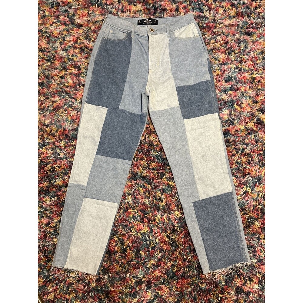 Hollister Ultra High-Rise Patchwork Mom Jeans Size 5/27"W Vintage Pristine!